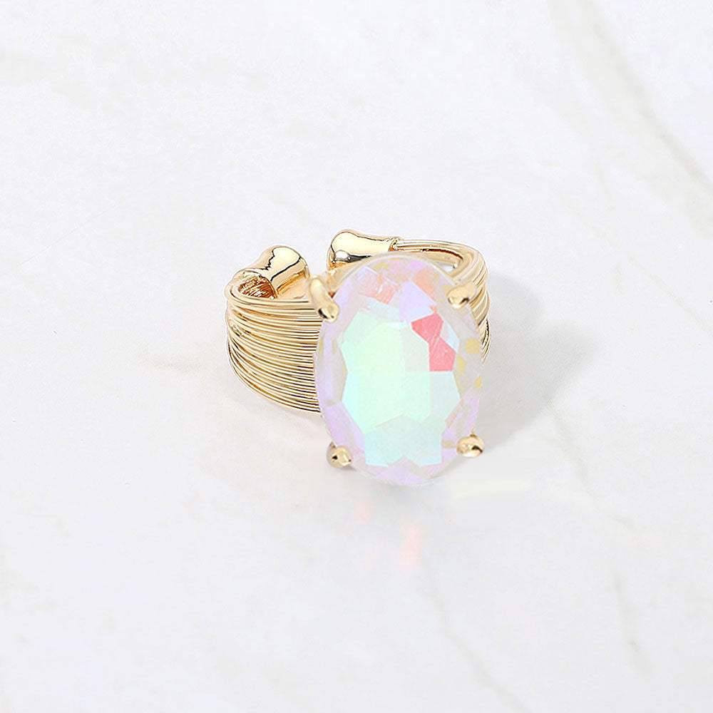 Oval Cut Stone Adjustable Ring - Madeline Love - Flyclothing LLC