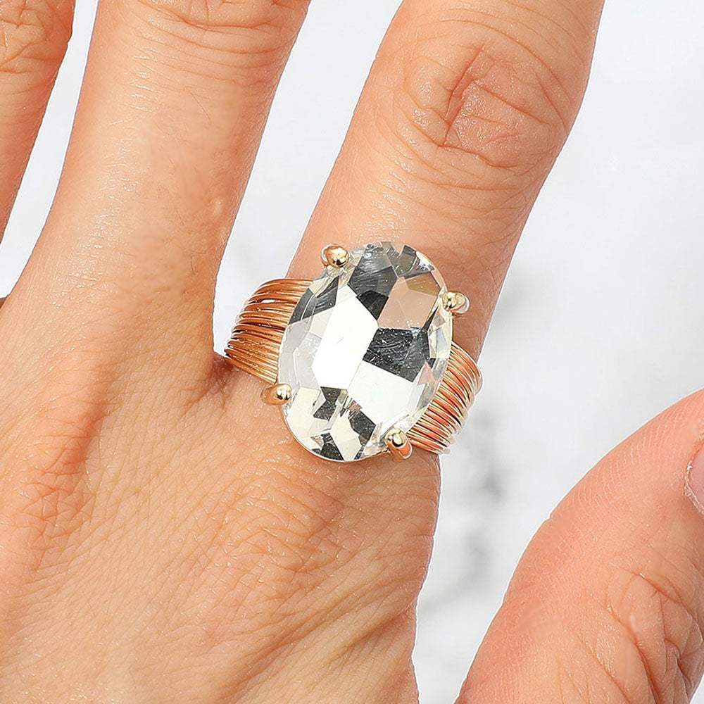 Oval Cut Stone Adjustable Ring - Madeline Love - Flyclothing LLC