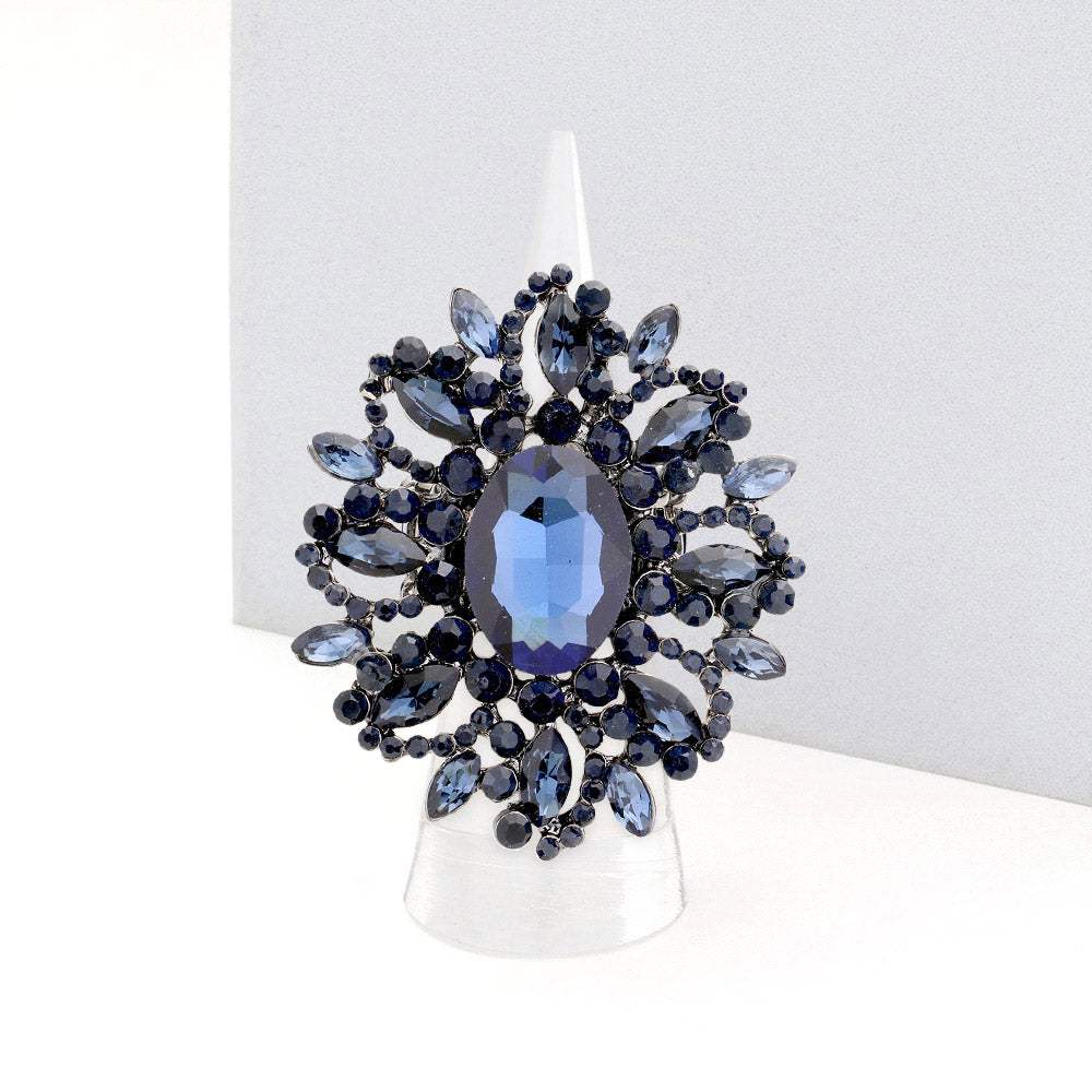 Oval Crystal Cluster Stretch Ring - Madeline Love - Flyclothing LLC