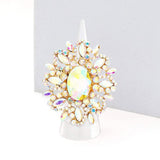 Oval Crystal Cluster Stretch Ring - Madeline Love - Flyclothing LLC