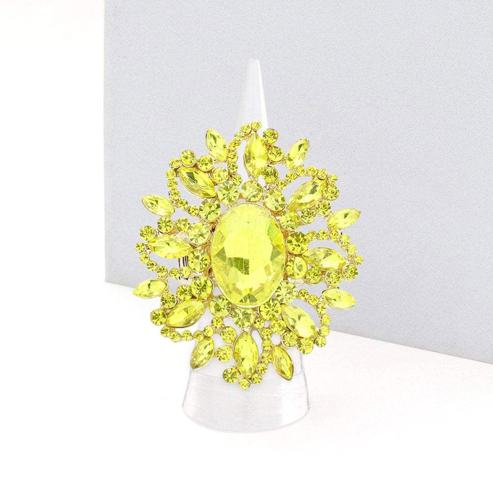 Oval Crystal Cluster Stretch Ring - Madeline Love - Flyclothing LLC