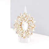 Oval Crystal Cluster Stretch Ring - Madeline Love - Flyclothing LLC