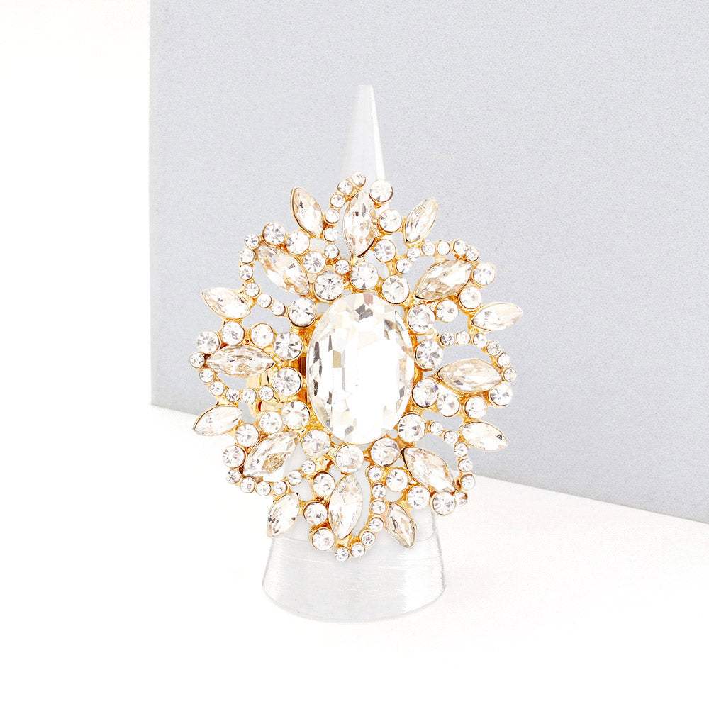 Oval Crystal Cluster Stretch Ring - Madeline Love - Flyclothing LLC