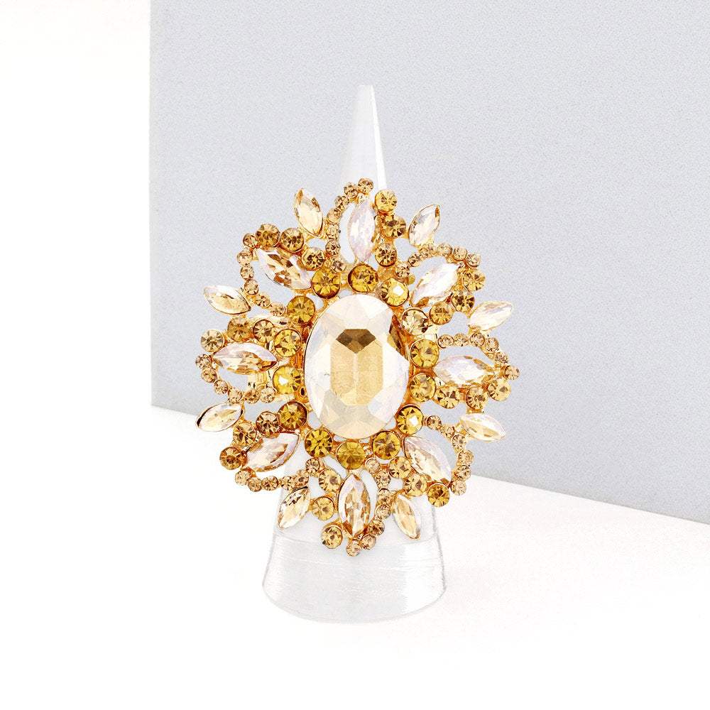 Oval Crystal Cluster Stretch Ring - Madeline Love - Flyclothing LLC