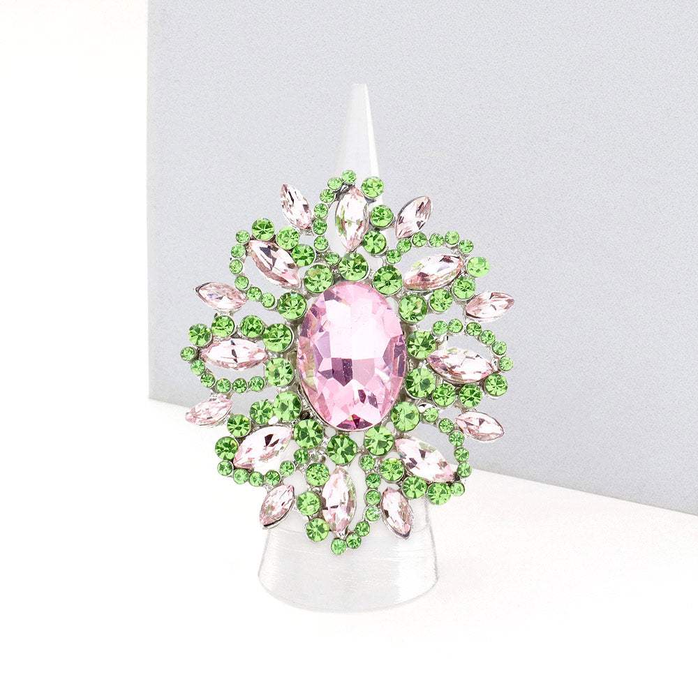 Oval Crystal Cluster Stretch Ring - Madeline Love - Flyclothing LLC