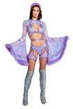 J-Valentine FR103 - Faux Fur Trimmed Bell Sleeve Shrug - J. Valentine