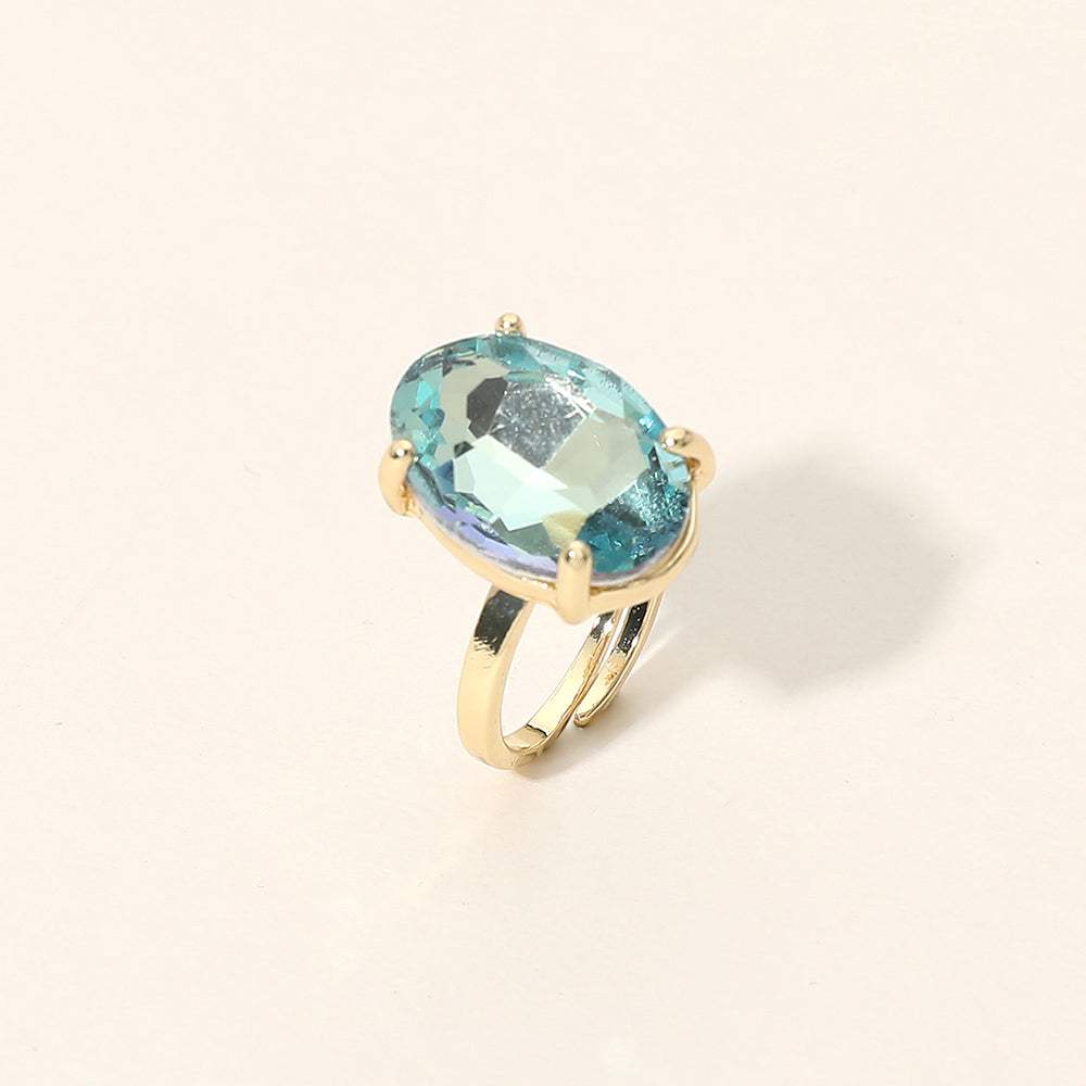 Bold Oval Stone Cluster Accent Adjustable Ring - Madeline Love - Flyclothing LLC