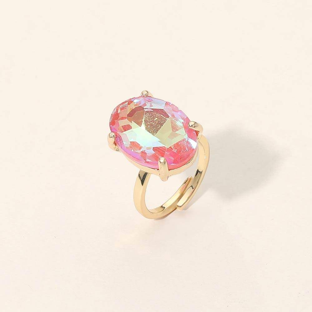 Bold Oval Stone Cluster Accent Adjustable Ring - Madeline Love - Flyclothing LLC