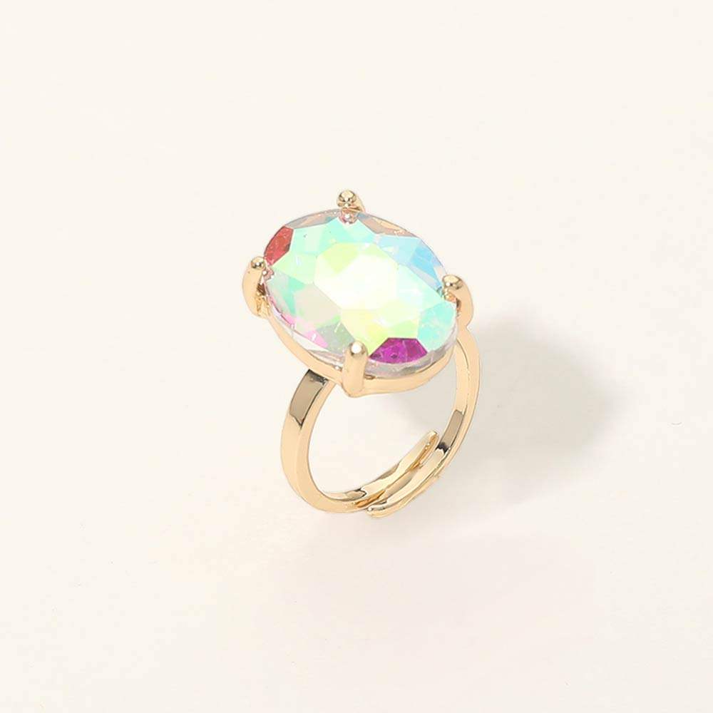 Bold Oval Stone Cluster Accent Adjustable Ring - Madeline Love - Flyclothing LLC