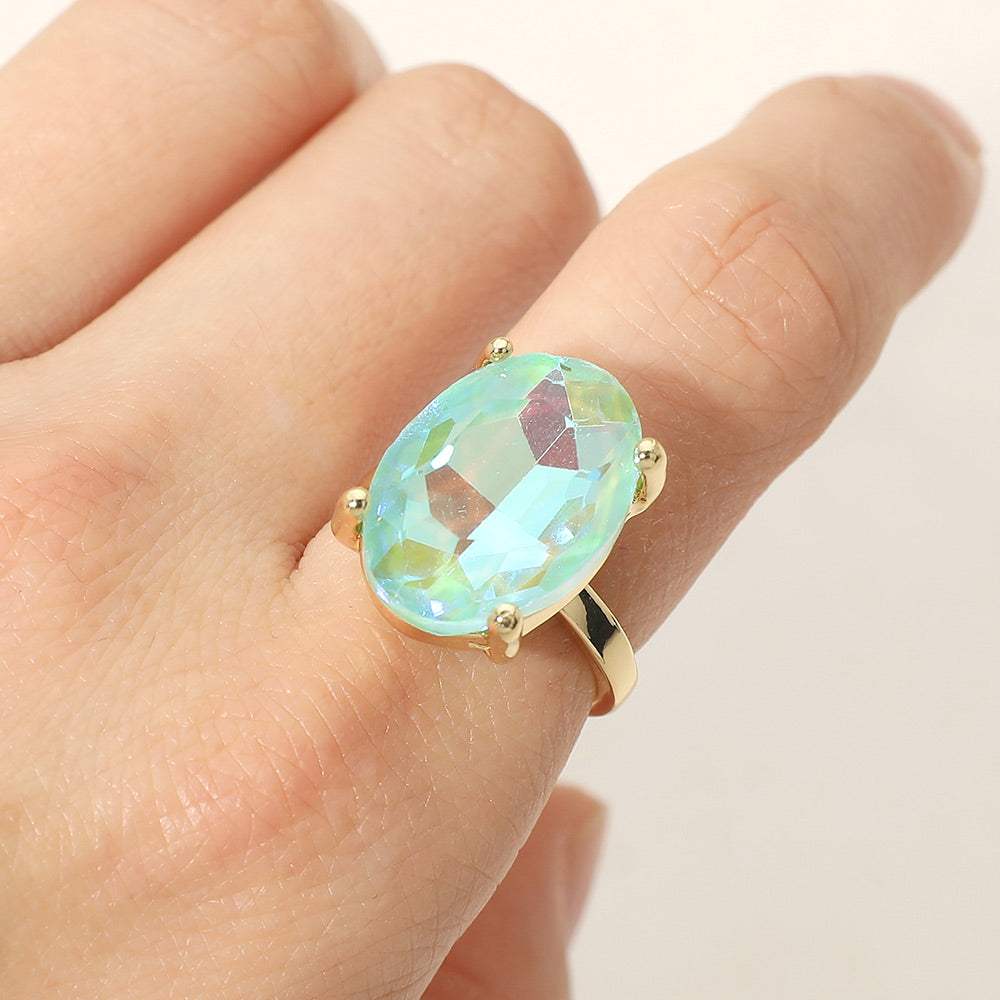 Bold Oval Stone Cluster Accent Adjustable Ring - Madeline Love - Flyclothing LLC