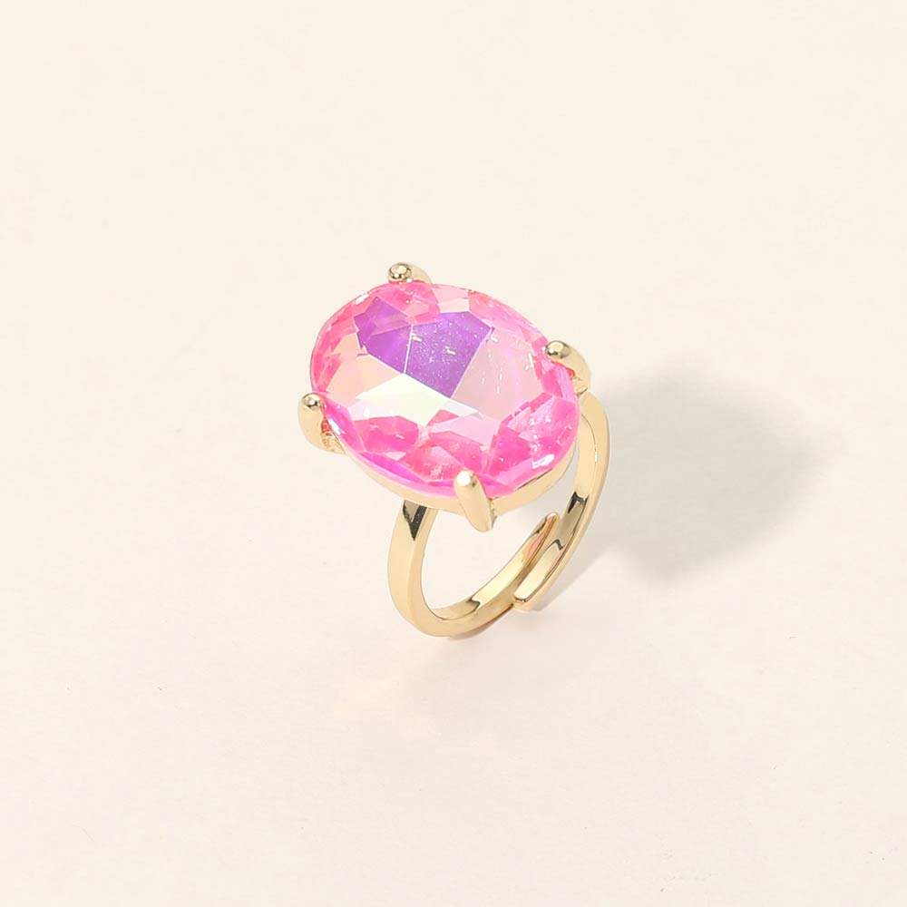 Bold Oval Stone Cluster Accent Adjustable Ring - Madeline Love - Flyclothing LLC