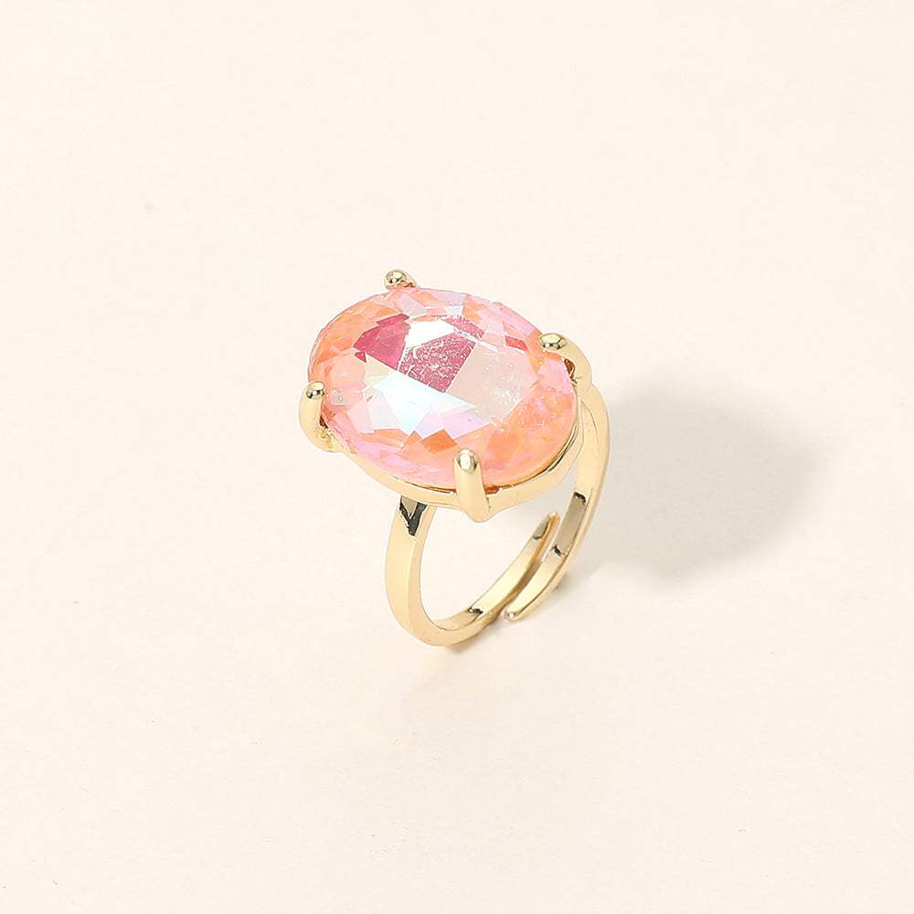 Bold Oval Stone Cluster Accent Adjustable Ring - Madeline Love - Flyclothing LLC