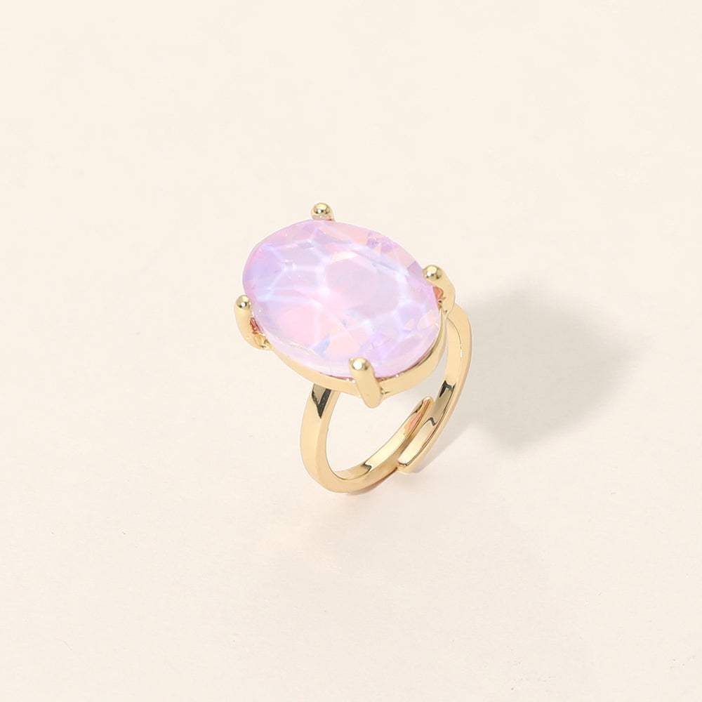 Bold Oval Stone Cluster Accent Adjustable Ring - Madeline Love - Flyclothing LLC