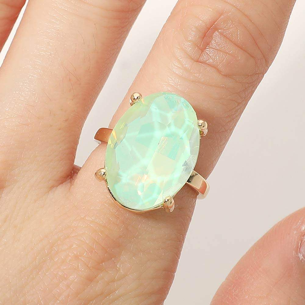Bold Oval Stone Cluster Accent Adjustable Ring - Madeline Love - Flyclothing LLC