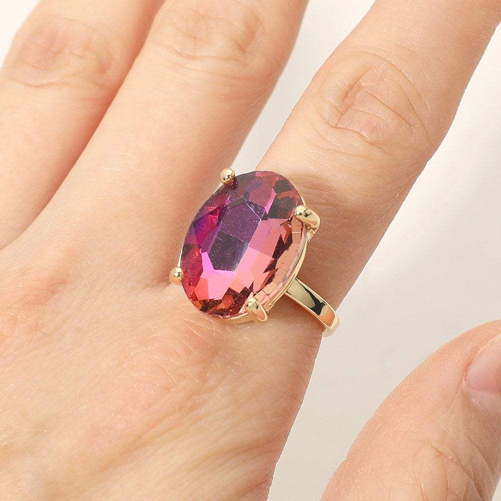 Bold Oval Stone Cluster Accent Adjustable Ring - Madeline Love - Flyclothing LLC