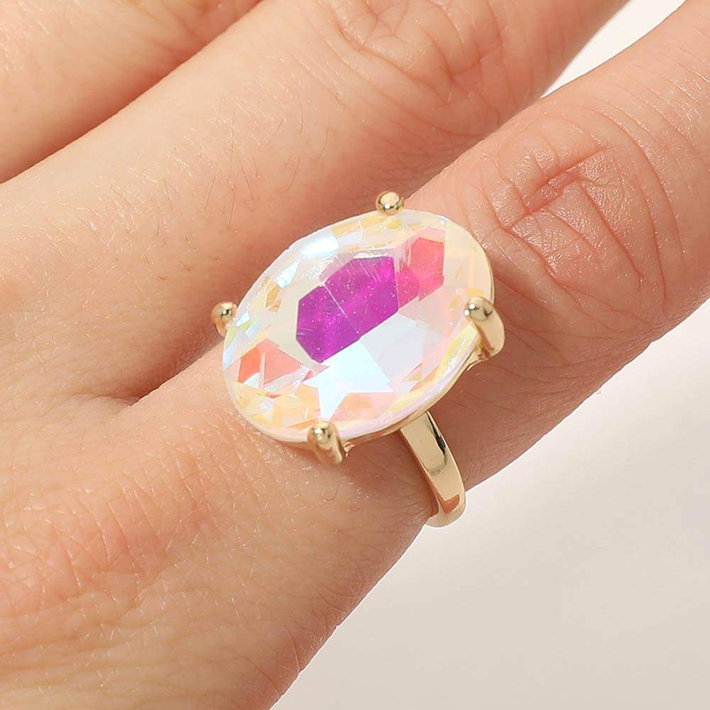 Bold Oval Stone Cluster Accent Adjustable Ring - Madeline Love - Flyclothing LLC
