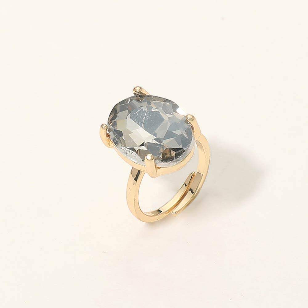 Bold Oval Stone Cluster Accent Adjustable Ring - Madeline Love - Flyclothing LLC