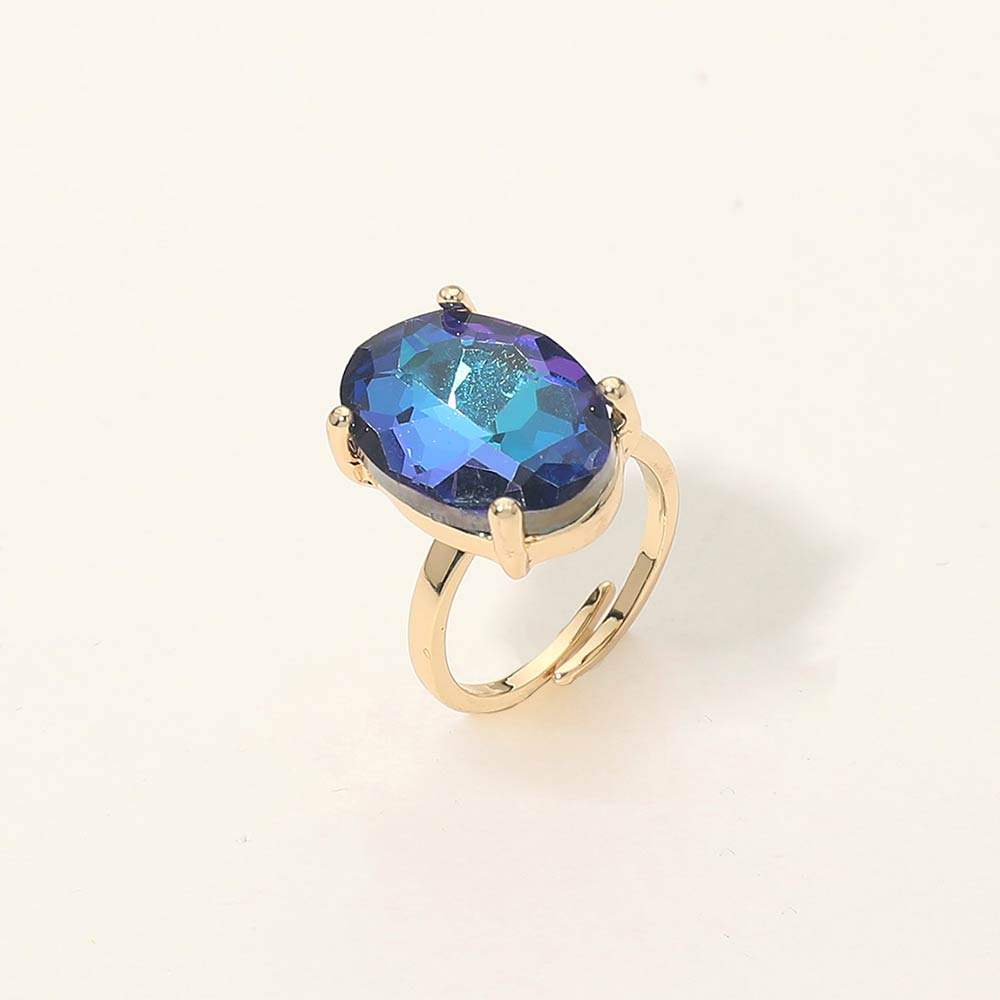 Bold Oval Stone Cluster Accent Adjustable Ring - Madeline Love - Flyclothing LLC