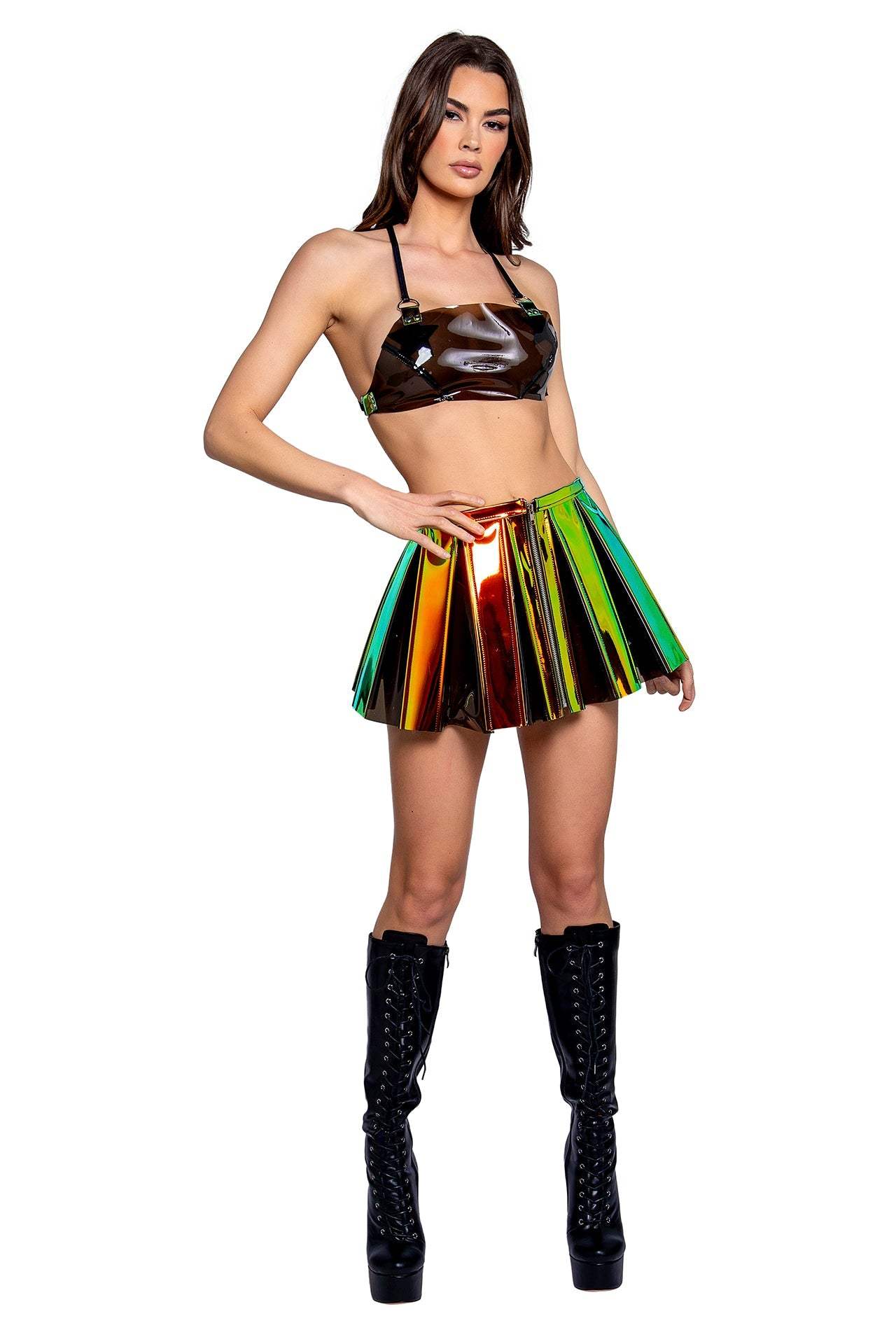 J-Valentine FR120 - Vinyl Pleated Skirt***50% OFF*** - J. Valentine - Flyclothing LLC