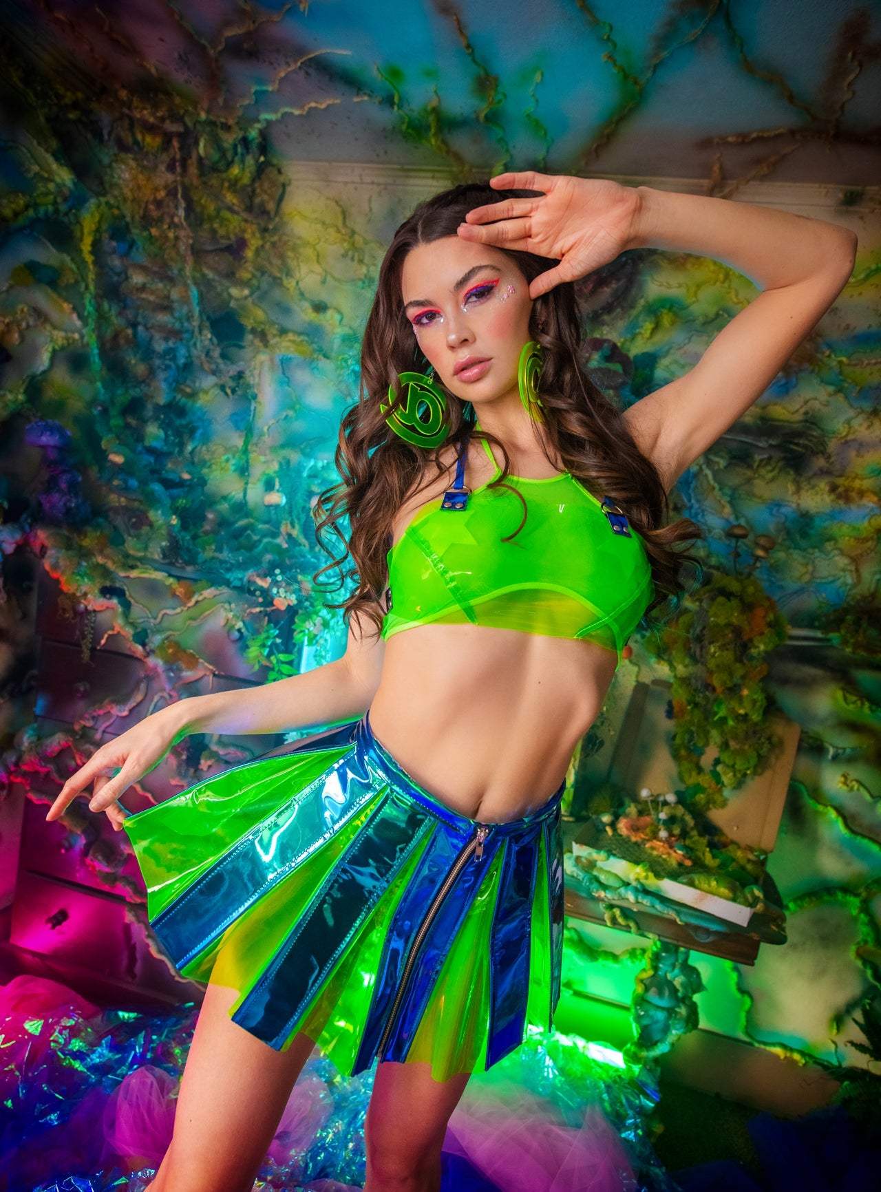J-Valentine FR120 - Vinyl Pleated Skirt***50% OFF*** - J. Valentine - Flyclothing LLC