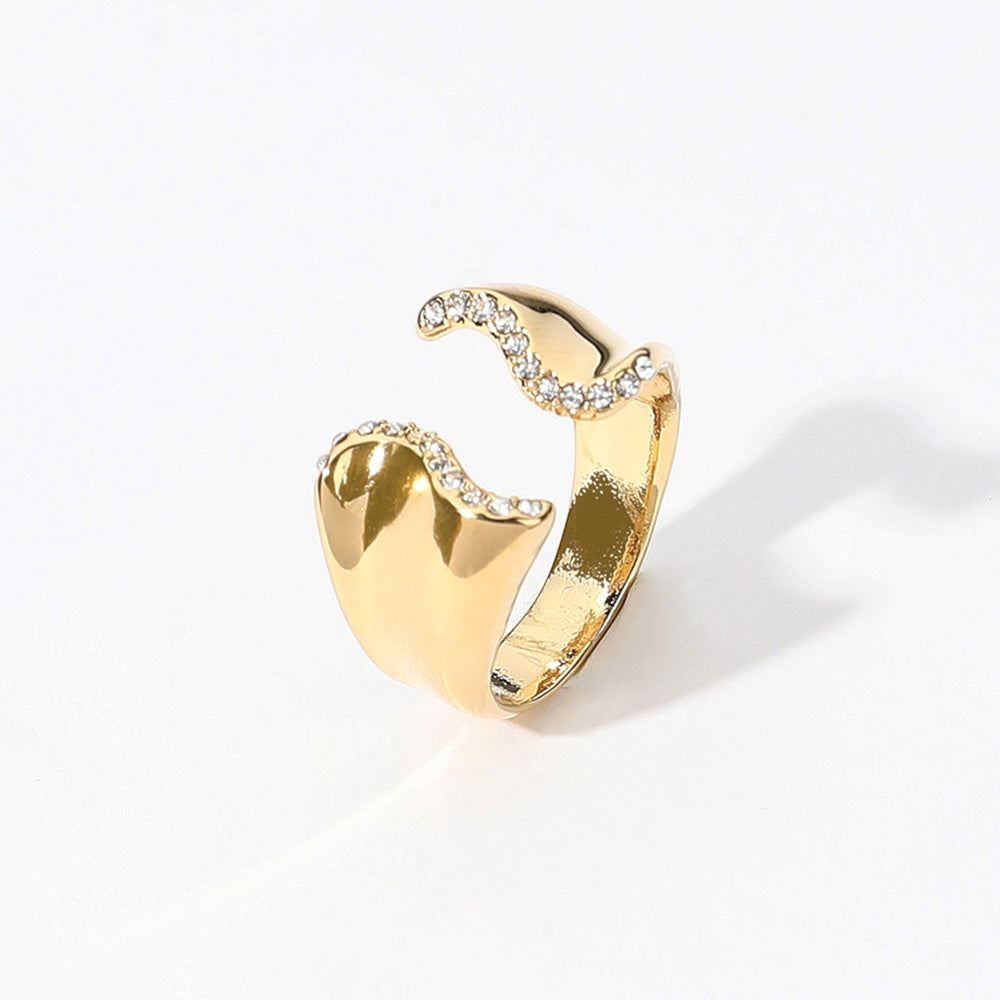 Sterling Silver Dipped Hypoallergenic Stone Paved Wavy Tip Ring