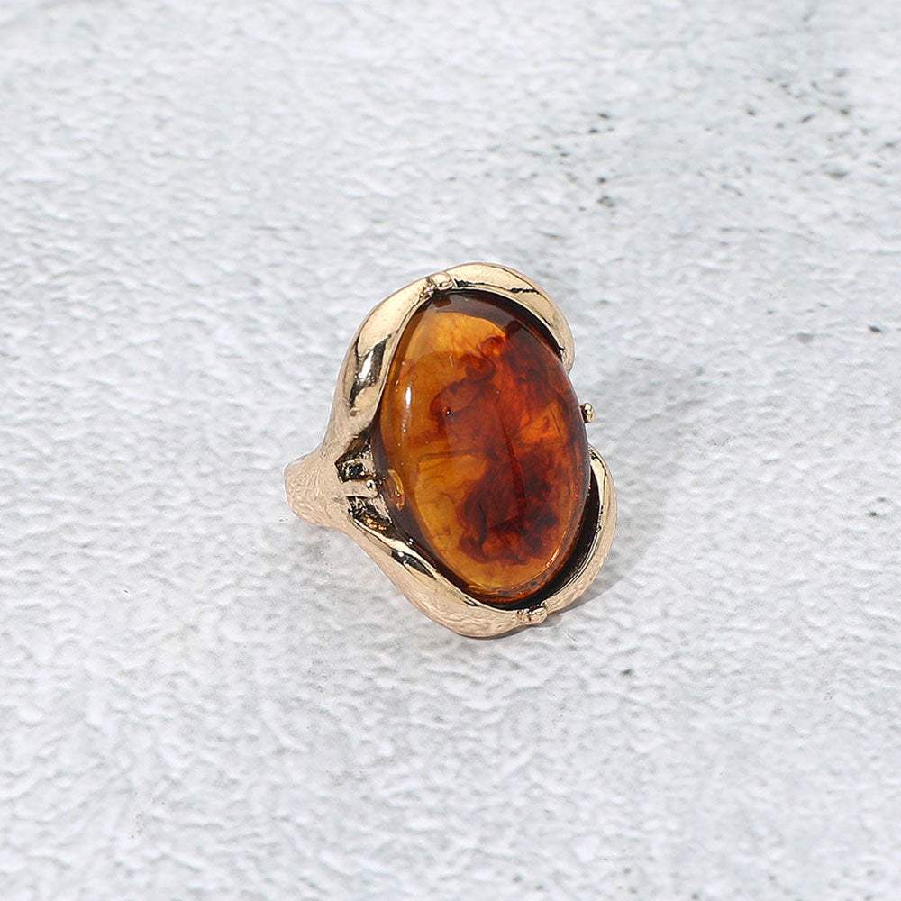 Oval Stone Accent Adjustable Statement Ring - Madeline Love - Flyclothing LLC