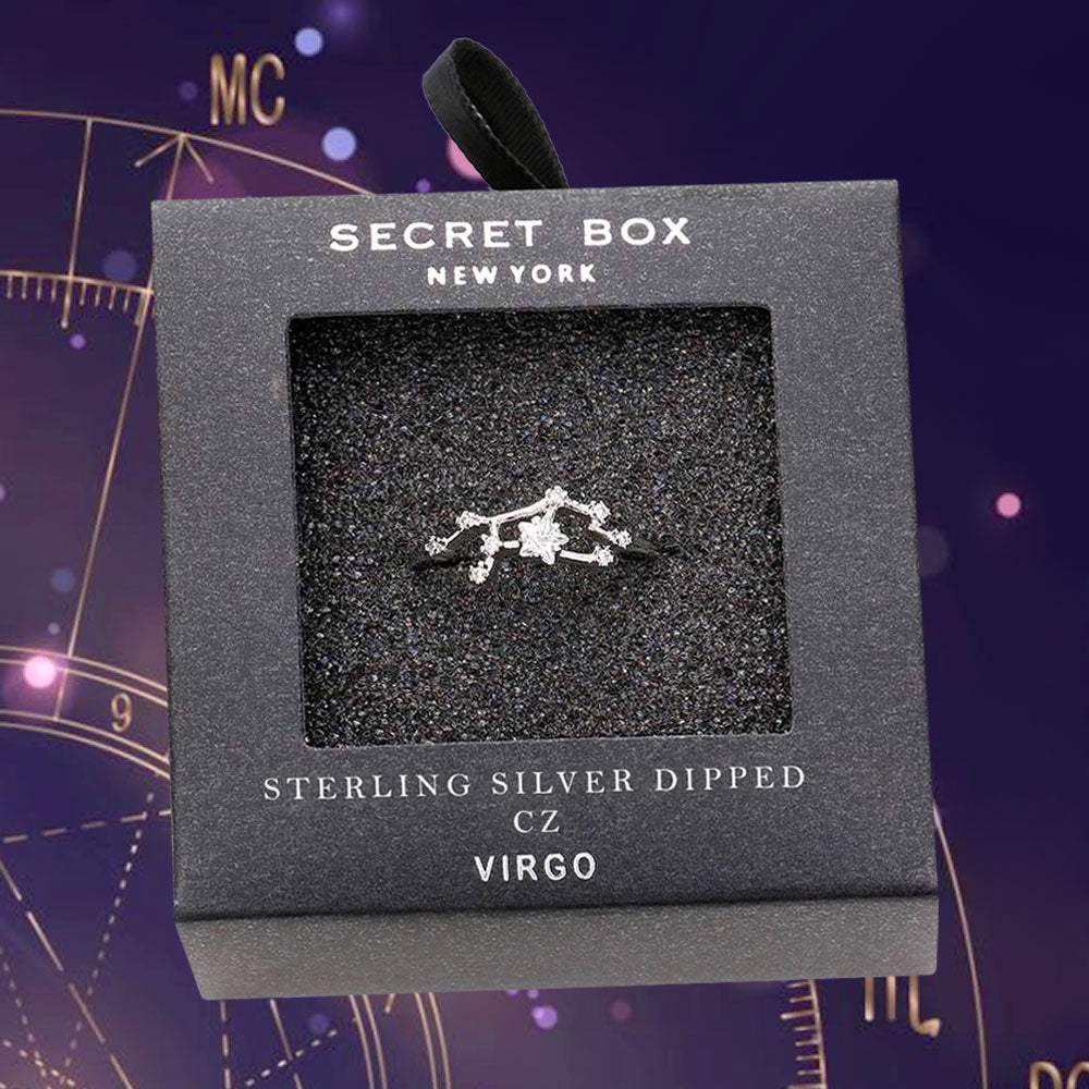 Secret Box _ Sterling Silver Dipped CZ Zodiac Sign Virgo Ring - Madeline Love - Flyclothing LLC