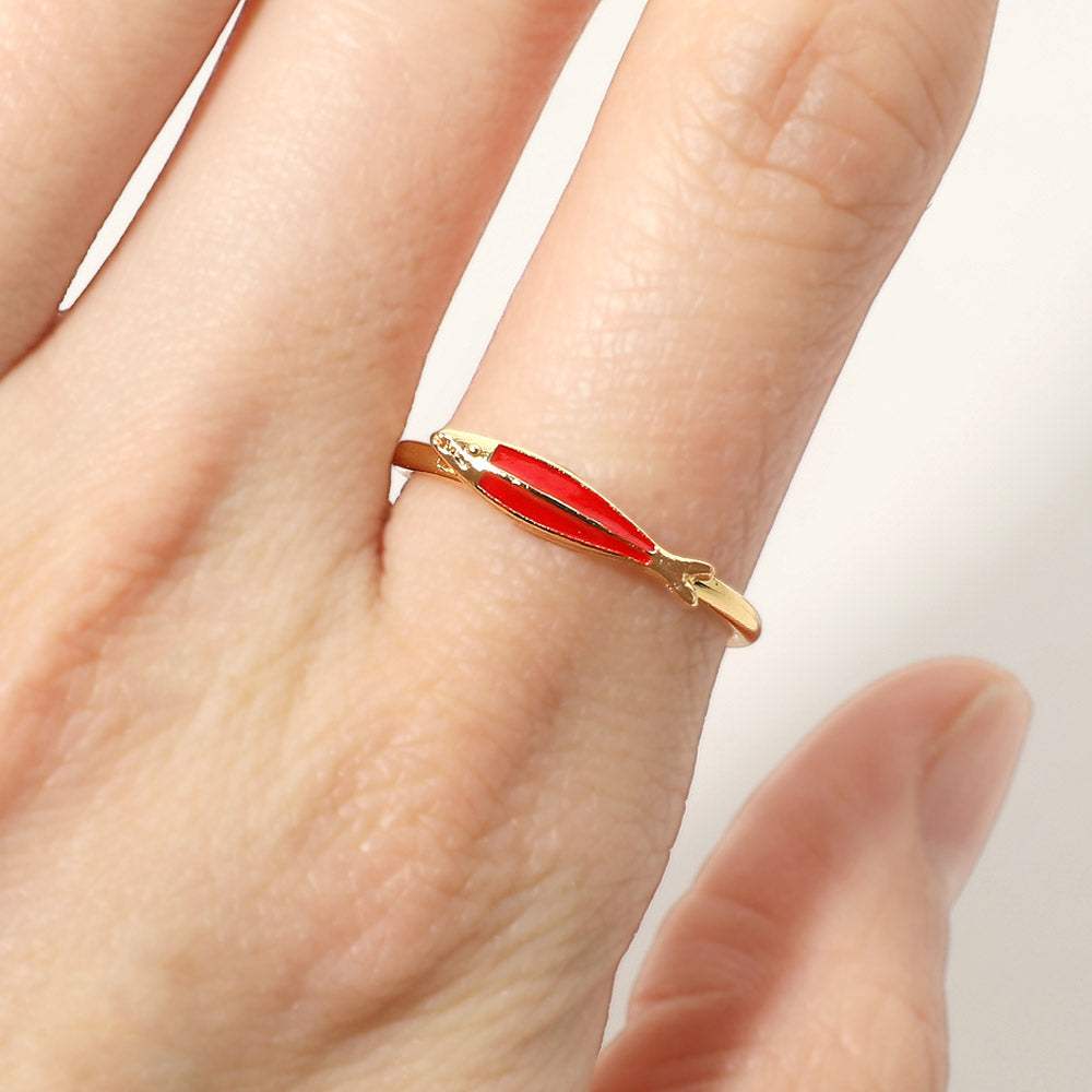 SECRET BOX_Genuine Gold Dipped Fish Motif Accent Adjustable Ring - Madeline Love - Flyclothing LLC