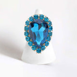 Crystal Rhinestone Teardrop Stretch Cocktail Ring - Madeline Love - Flyclothing LLC