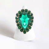 Crystal Rhinestone Teardrop Stretch Cocktail Ring - Madeline Love - Flyclothing LLC