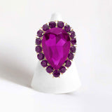 Crystal Rhinestone Teardrop Stretch Cocktail Ring - Madeline Love - Flyclothing LLC