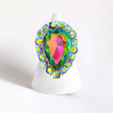 Crystal Rhinestone Teardrop Stretch Cocktail Ring - Madeline Love - Flyclothing LLC