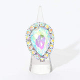 Crystal Rhinestone Teardrop Stretch Cocktail Ring - Madeline Love - Flyclothing LLC