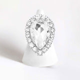 Crystal Rhinestone Teardrop Stretch Cocktail Ring - Madeline Love - Flyclothing LLC