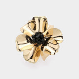 Beaded Ball Center Metal Petal Flower Adjustable Ring - Madeline Love - Flyclothing LLC