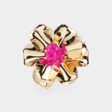 Beaded Ball Center Metal Petal Flower Adjustable Ring - Madeline Love - Flyclothing LLC