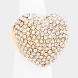 Heart Crystal Rhinestone Pave Stretch Ring - Madeline Love - Flyclothing LLC