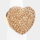 Heart Crystal Rhinestone Pave Stretch Ring - Madeline Love - Flyclothing LLC
