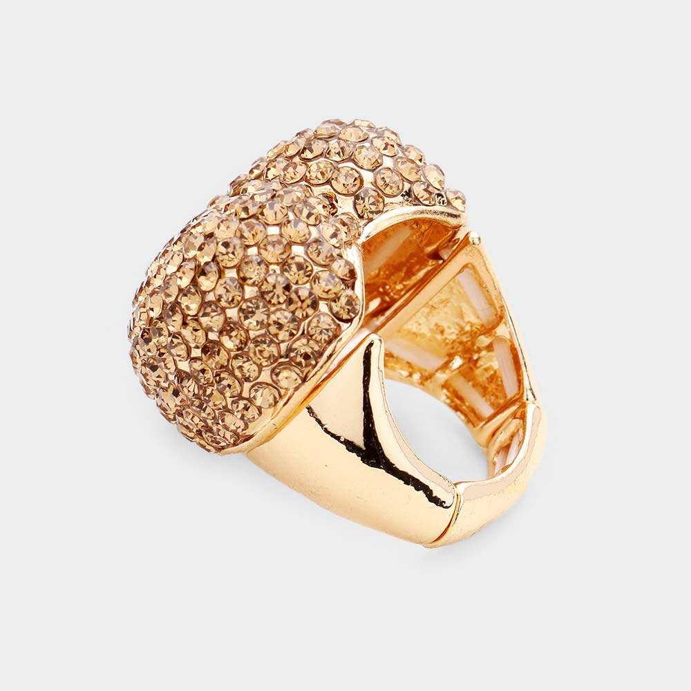 Heart Crystal Rhinestone Pave Stretch Ring - Madeline Love - Flyclothing LLC