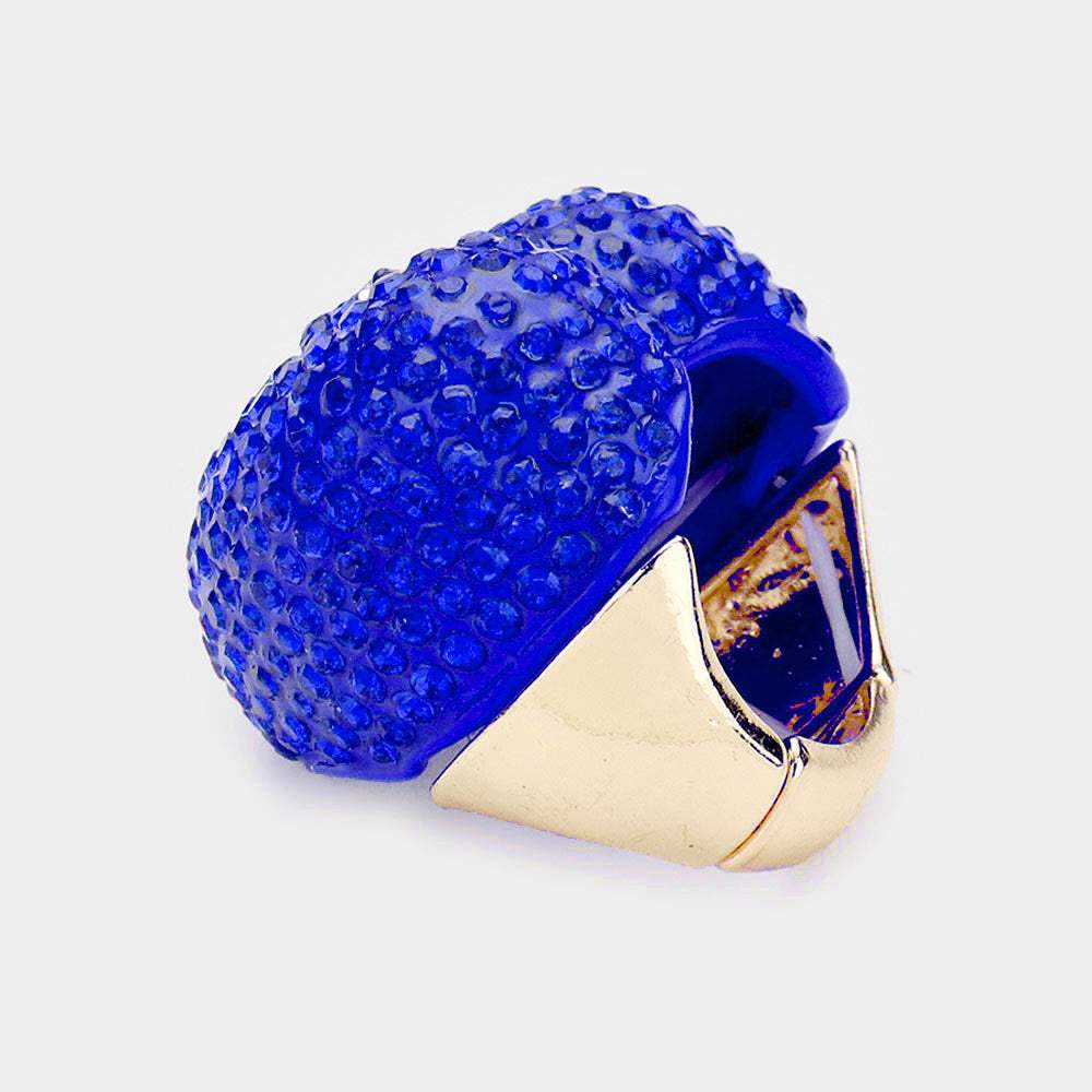 Heart Crystal Rhinestone Pave Stretch Ring - Madeline Love - Flyclothing LLC
