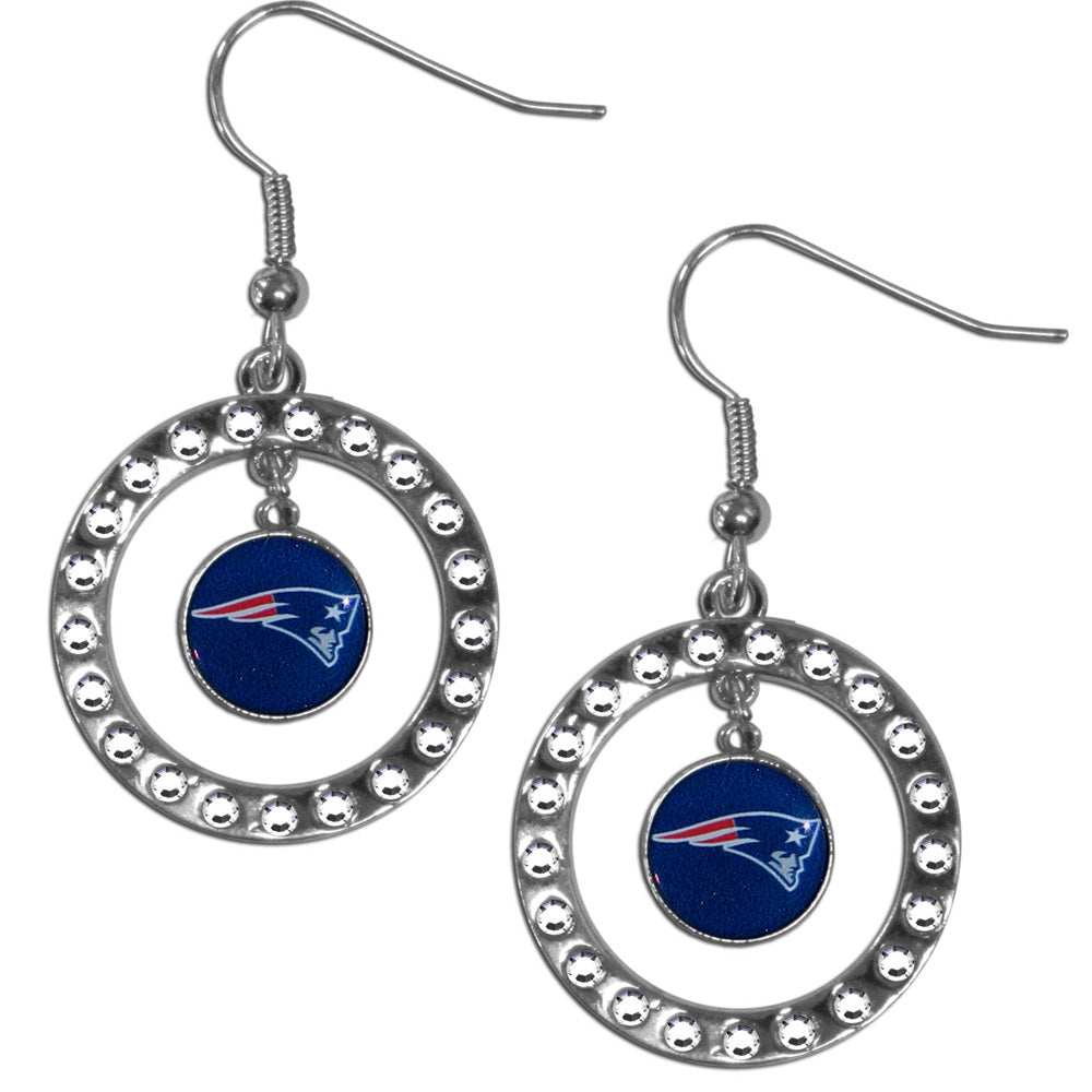 New England Patriots Rhinestone Hoop Earrings - New England Patriots - Flyclothing LLC