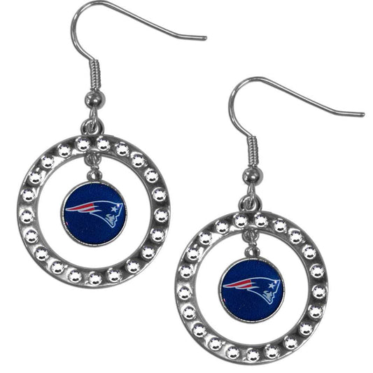 New England Patriots Rhinestone Hoop Earrings - New England Patriots - Flyclothing LLC