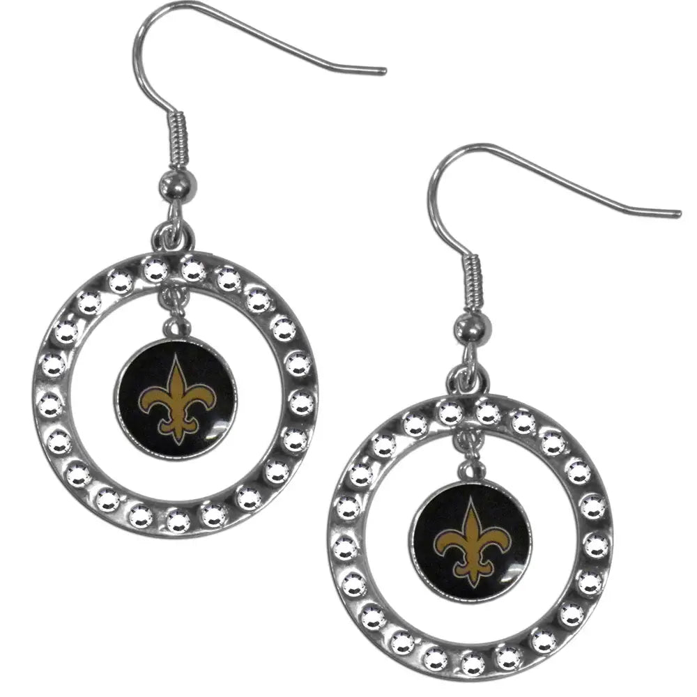 New Orleans Saints Rhinestone Hoop Earrings - New Orleans Saints - Flyclothing LLC