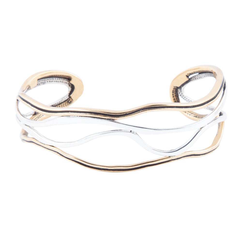 Fresh Two Toned Sterling Silver and Bronze Cuff Bracelet - Barse Jewelry - Flyclothing LLC