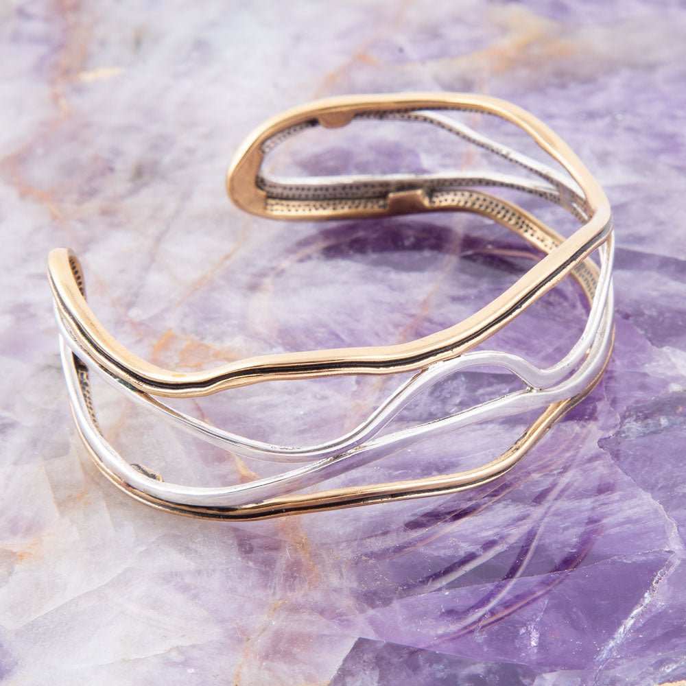 Fresh Two Toned Sterling Silver and Bronze Cuff Bracelet - Barse Jewelry - Flyclothing LLC