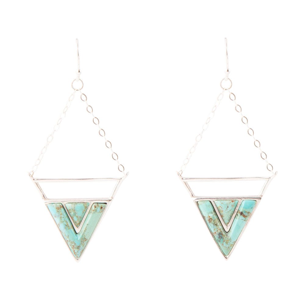 Trapeze Blue Turquoise and Sterling Silver Earrings - Barse Jewelry