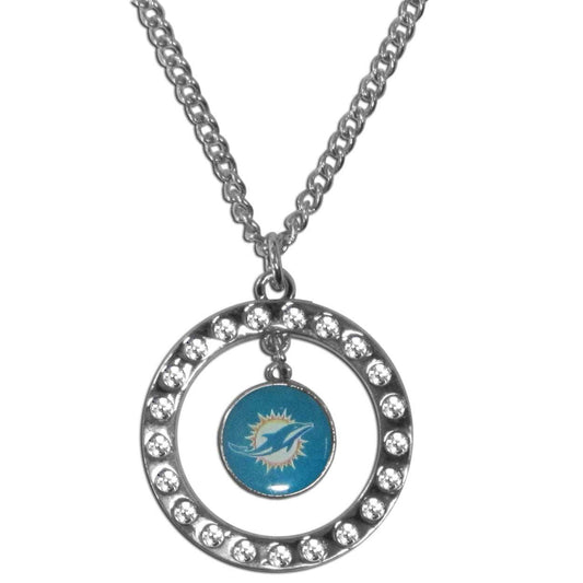 Miami Dolphins Rhinestone Hoop Necklace - Miami Dolphins - Flyclothing LLC