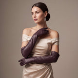 FS01W (brown) - Italian cashmere lined opera length leather gloves - Leather Gloves Online - Flyclothing LLC