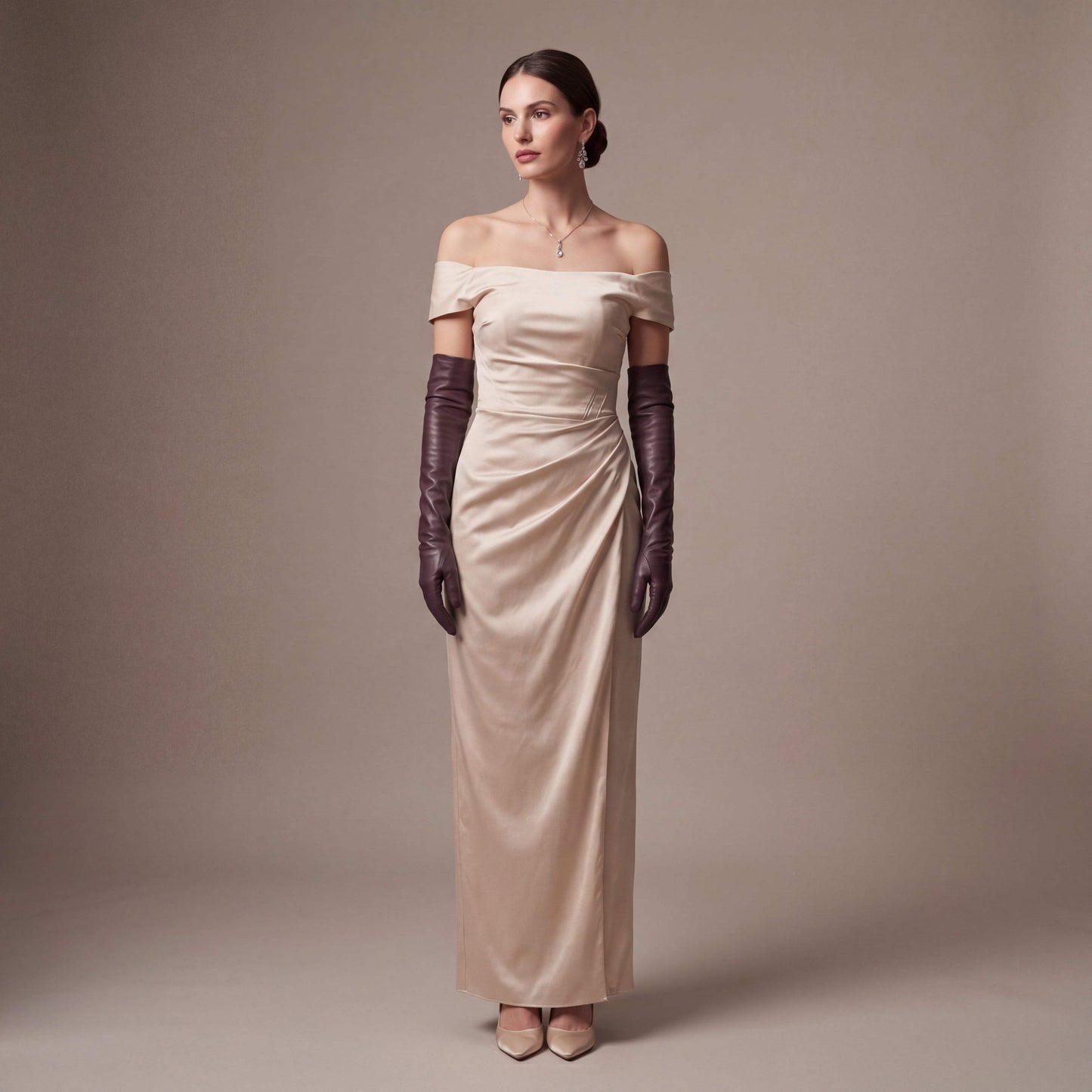 FS01W (brown) - Italian cashmere lined opera length leather gloves - Leather Gloves Online - Flyclothing LLC