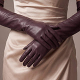 FS01W (brown) - Italian cashmere lined opera length leather gloves - Leather Gloves Online - Flyclothing LLC